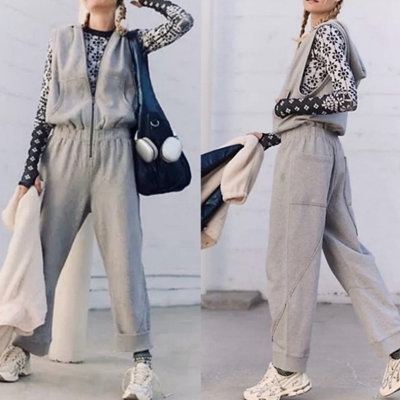 Free People FP Movement Set Go Onesie Womens XS Heather Grey Gray NEW NWT - Picture 1 of 10